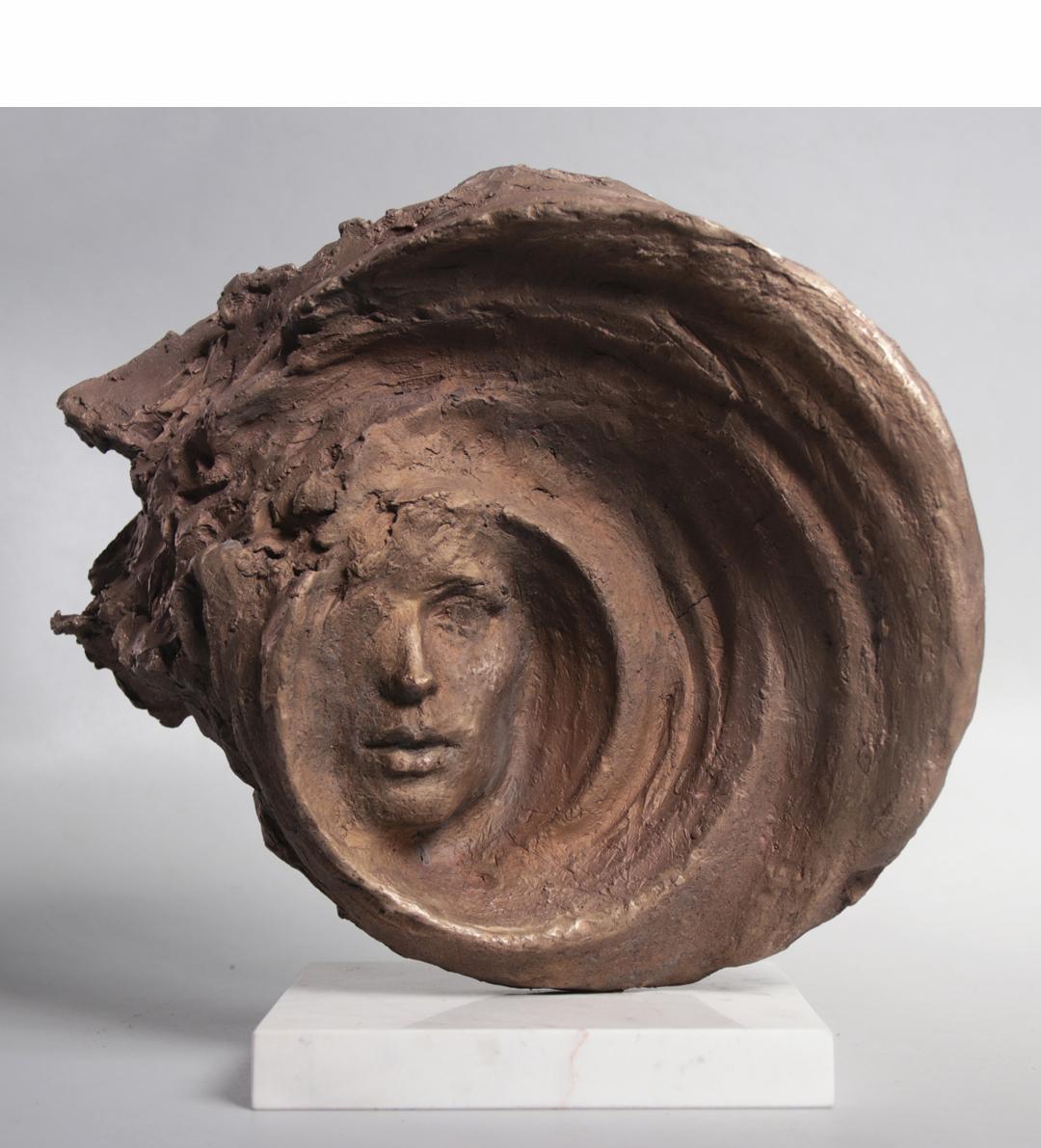 „Tipping point” a step into the unknown. Bronze sculpture. Woman being 7.