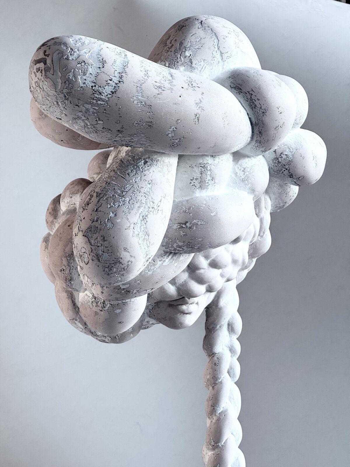 Series: Woman being 12. Marble powder and resin abstract sculpture by Aleksandra Piasecka. I created this work from my tights.