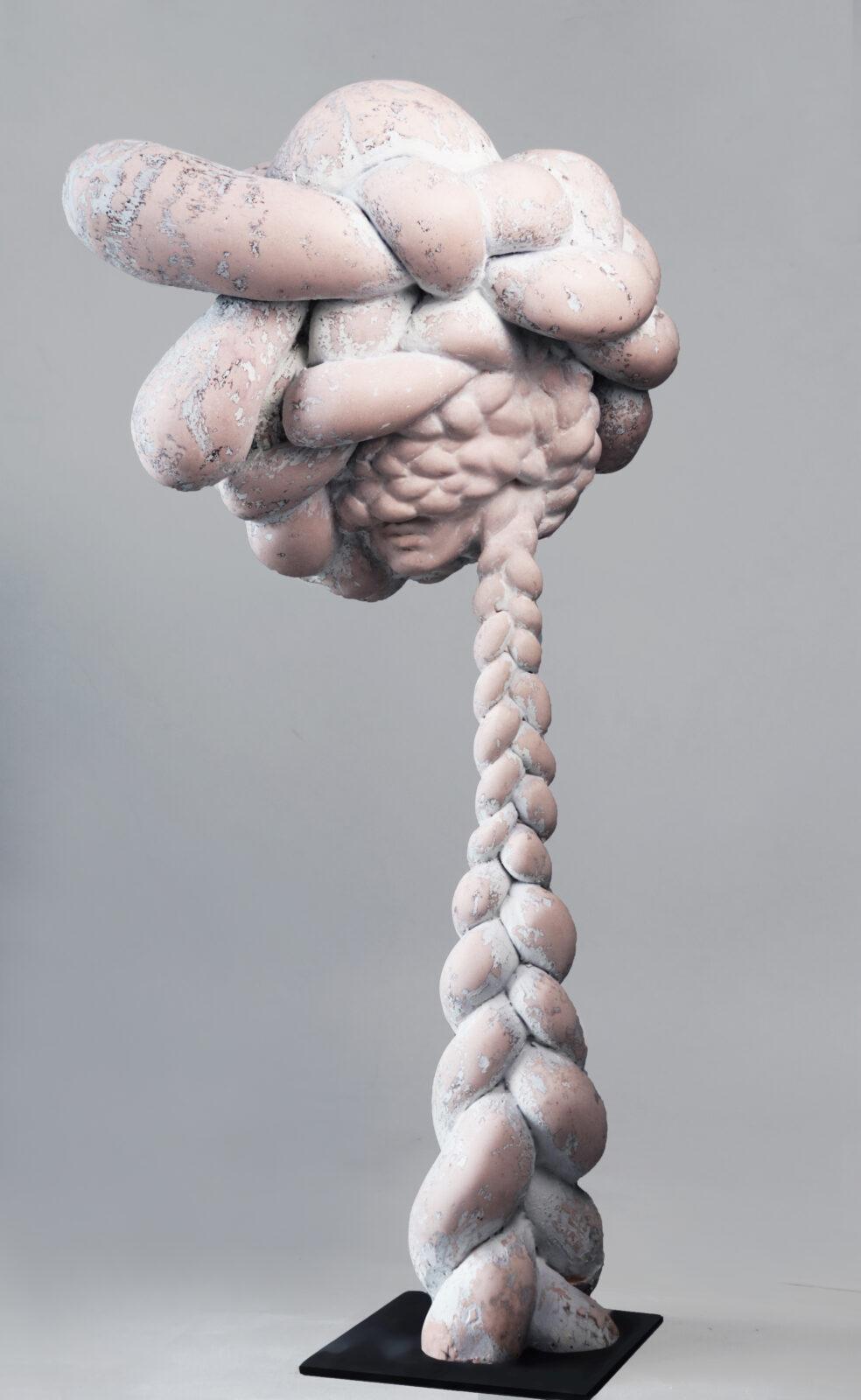 TRAPS OF HABITS. Marble powder and resin abstract sculpture by Aleksandra Piasecka. I created this work from my tights.